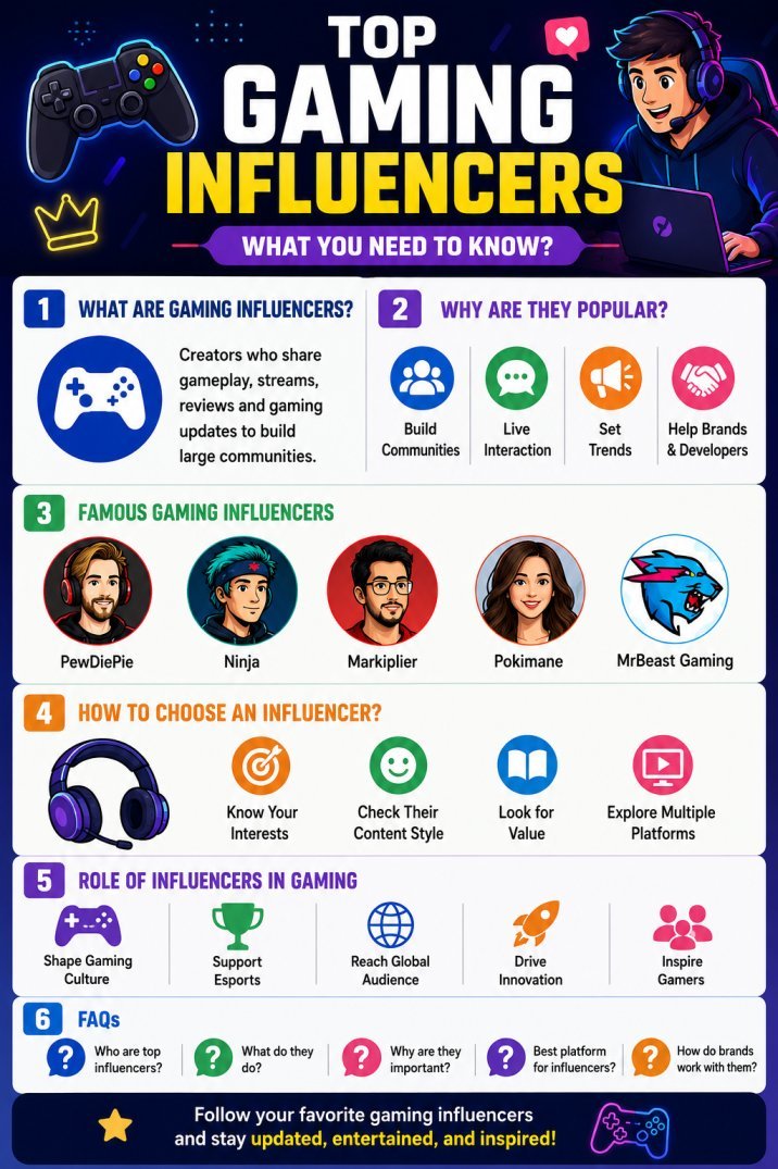 Top Gaming Influencers - Infographic