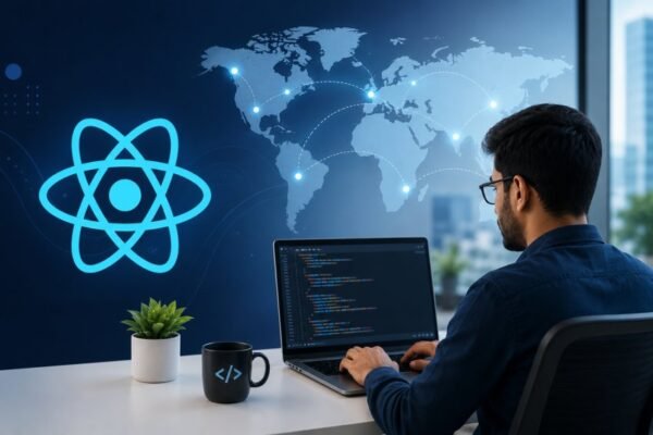 Please create one image related to Outsource React Developers